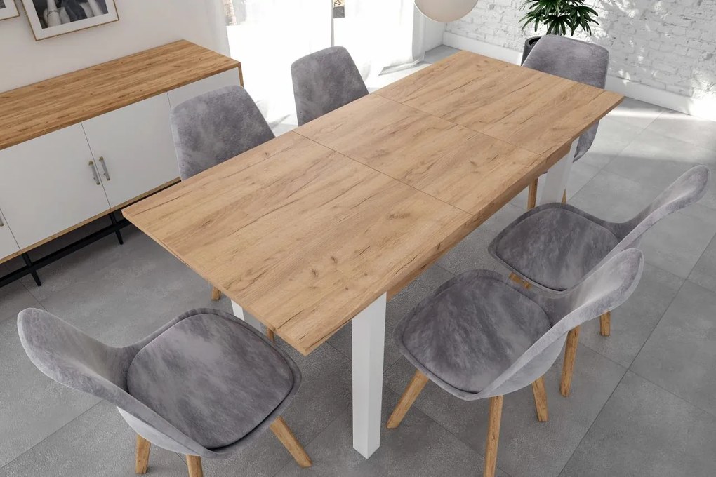 Vintino Jedálenský stôl VERITAS 120-160cm/ × 67 cm dub zlatý craft / biela