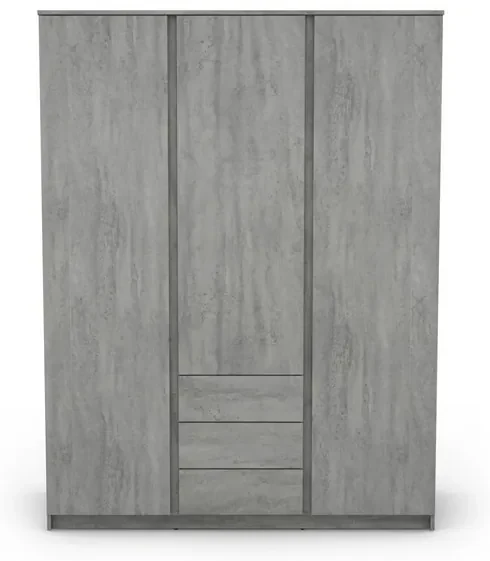 Šatníková skriňa Carlos, šedý beton, 152 cm