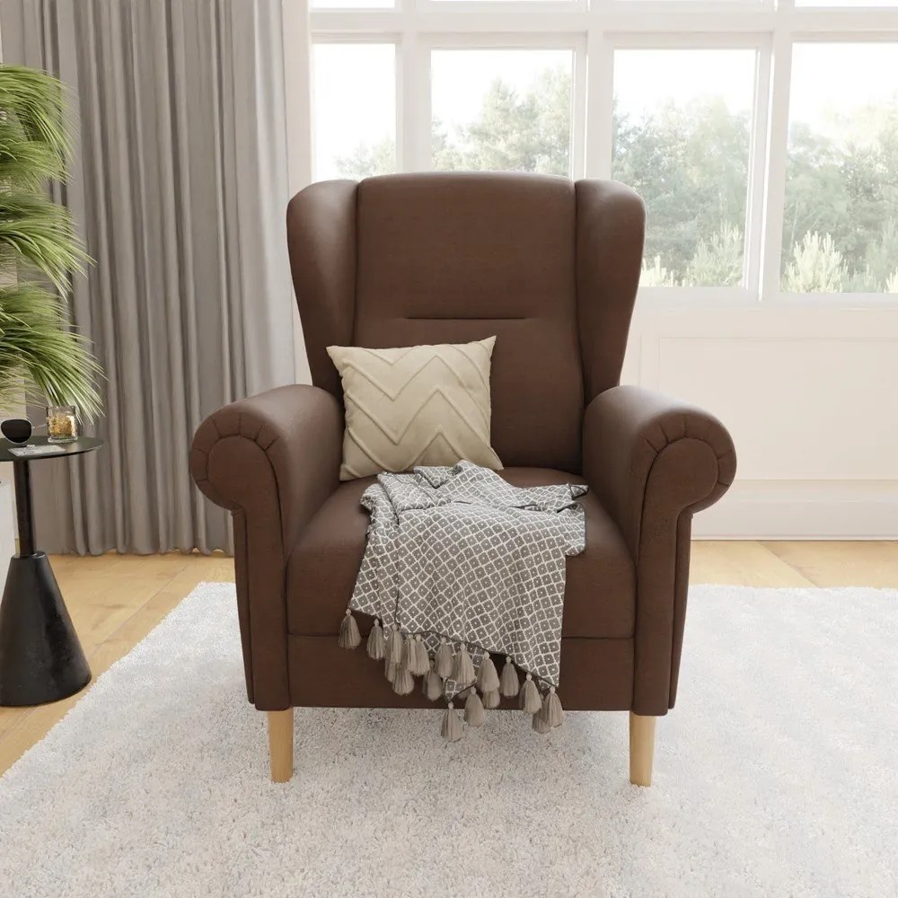 Tmavohnedé kreslo ušiak Swan – Ropez