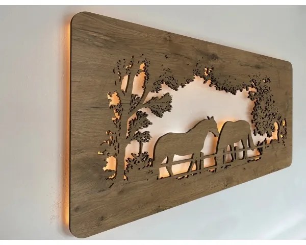 Li-Go 5012/B/4 - LED nástenná dekorácia LED/10W/5V 30000 mAh 120x60 cm dub