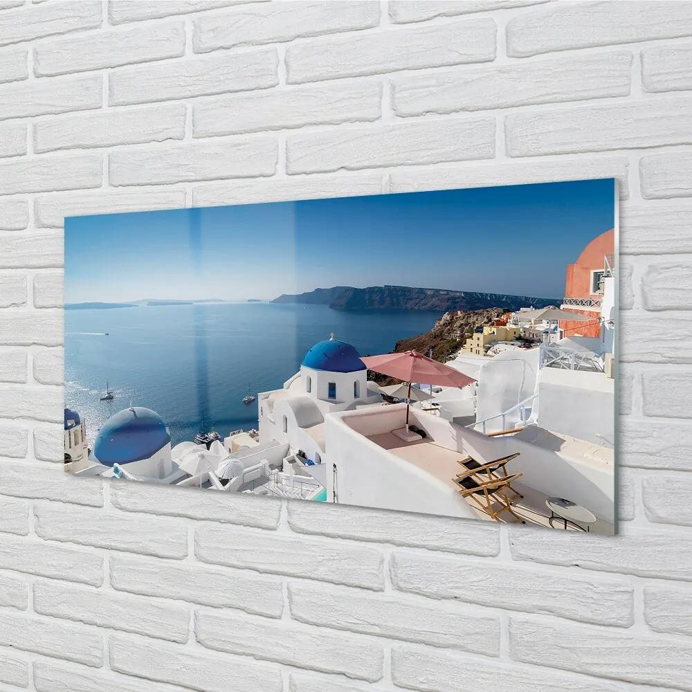 Sklenený obraz Grécko sea panorama budov 120x60 cm