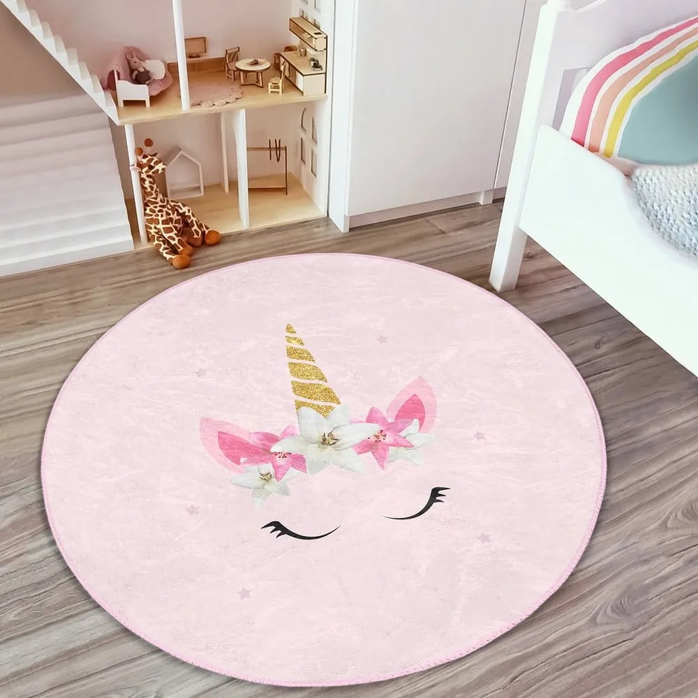 Ružový detský koberec ø 120 cm Comfort – Mila Home