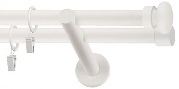 Dekorstudio Garniža dvojradová FLAT biela-matná 19mm Dĺžka: 180cm, Typ príslušenstva: Krúžky tiché so štipcami