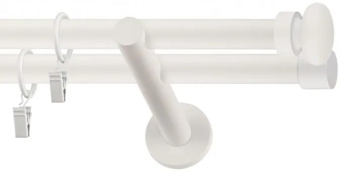 Dekorstudio Garniža dvojradová FLAT biela-matná 19mm Dĺžka: 200cm, Typ príslušenstva: Krúžky tiché so štipcami