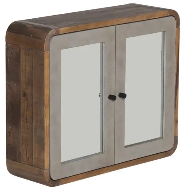 furniture-nabytek.cz - Masívna kúpeľňová zrkadlová skrinka Dingle z recyklovanej borovice, lakovaná, prírodná / šedá – 67×20×55 cm