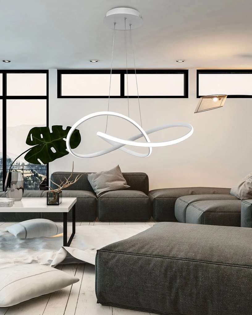 Toolight - Ring, LED závesné svietidlo + diaľkové ovládanie APP396-CP, biela, OSW-06912