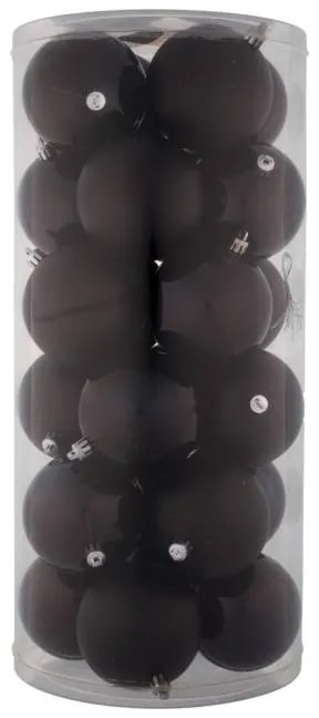 DECOLED Plastové gule, d. 8 cm, čierne, 12x matné, 12x lesklé