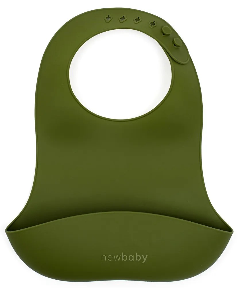 Silikónový podbradník New Baby olivovo zelený