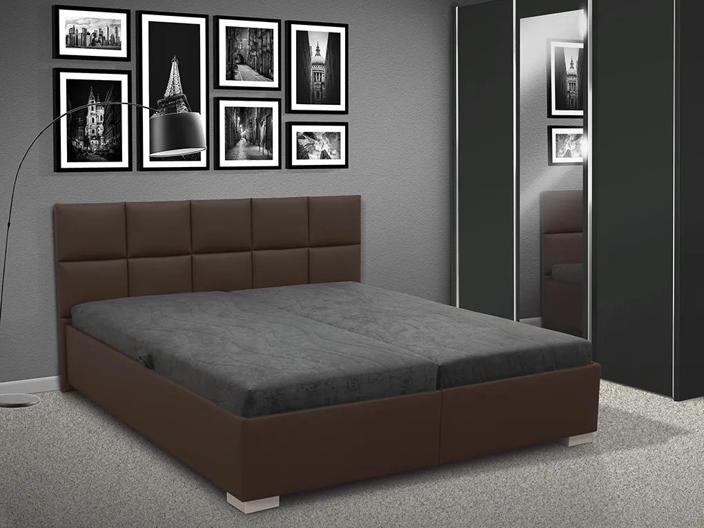 Čalúnená posteľ s úložným priestorom LUXOR 180 eko koža: bílá, peľasť / matrac: BOXSPRING