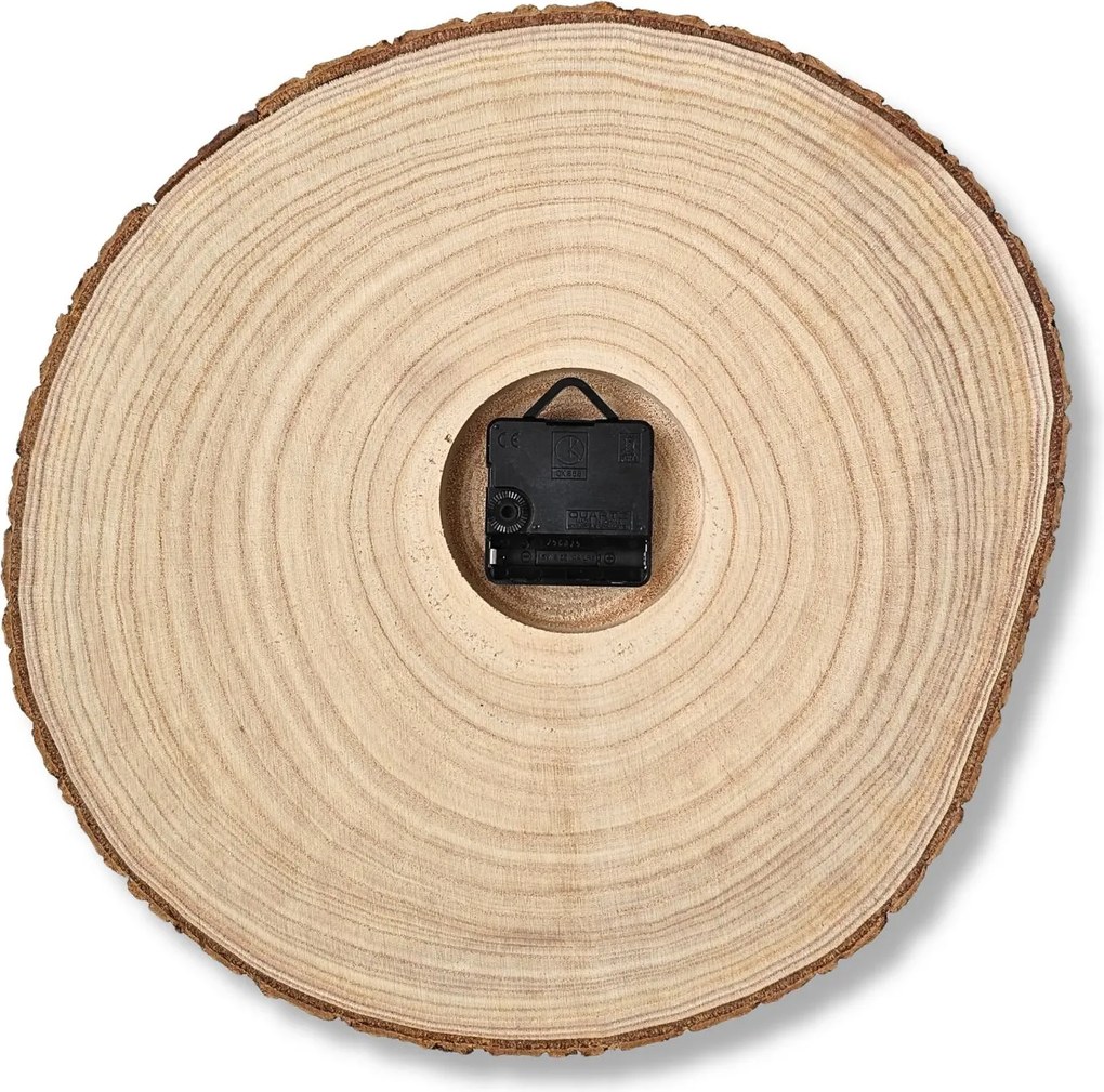 Nástenné hodiny z plátu dreva s letokruhmi a kôrou | KOR: Farba čierna RAL 9005 26-29 cm 4801-115419 KOR001-26-29-BLACK