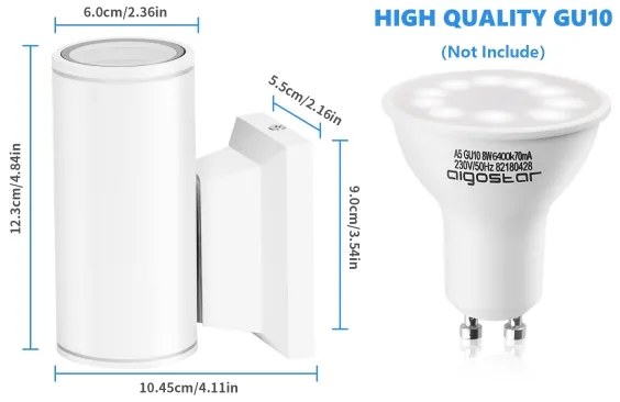 Aigostar - Vonkajšie nástenné svietidlo 1xGU10/230V biela IP65 guľatý