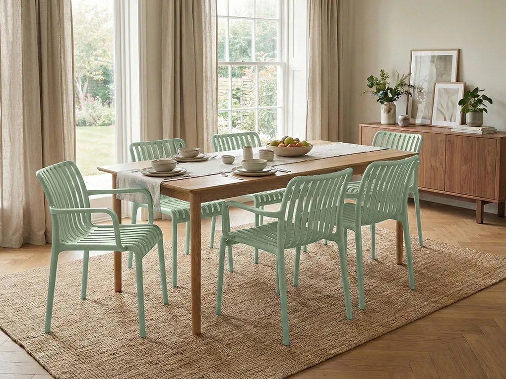 Plastová stolička TREGO s podrúčkami, zelená