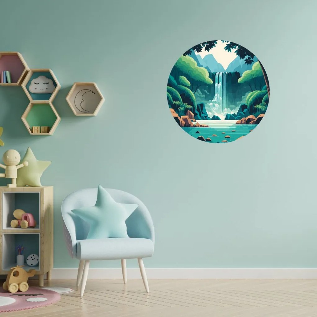 PIPPER. Kruhová samolepka na stenu "Vodopád" Veľkosť: 60 cm