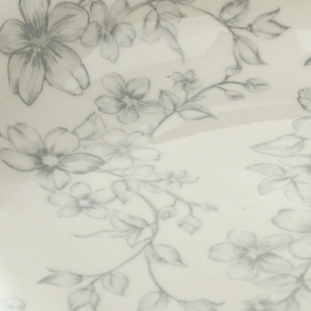 Súprava 6 hlbokých tanierov Nežné kvety 20 cm, sivá