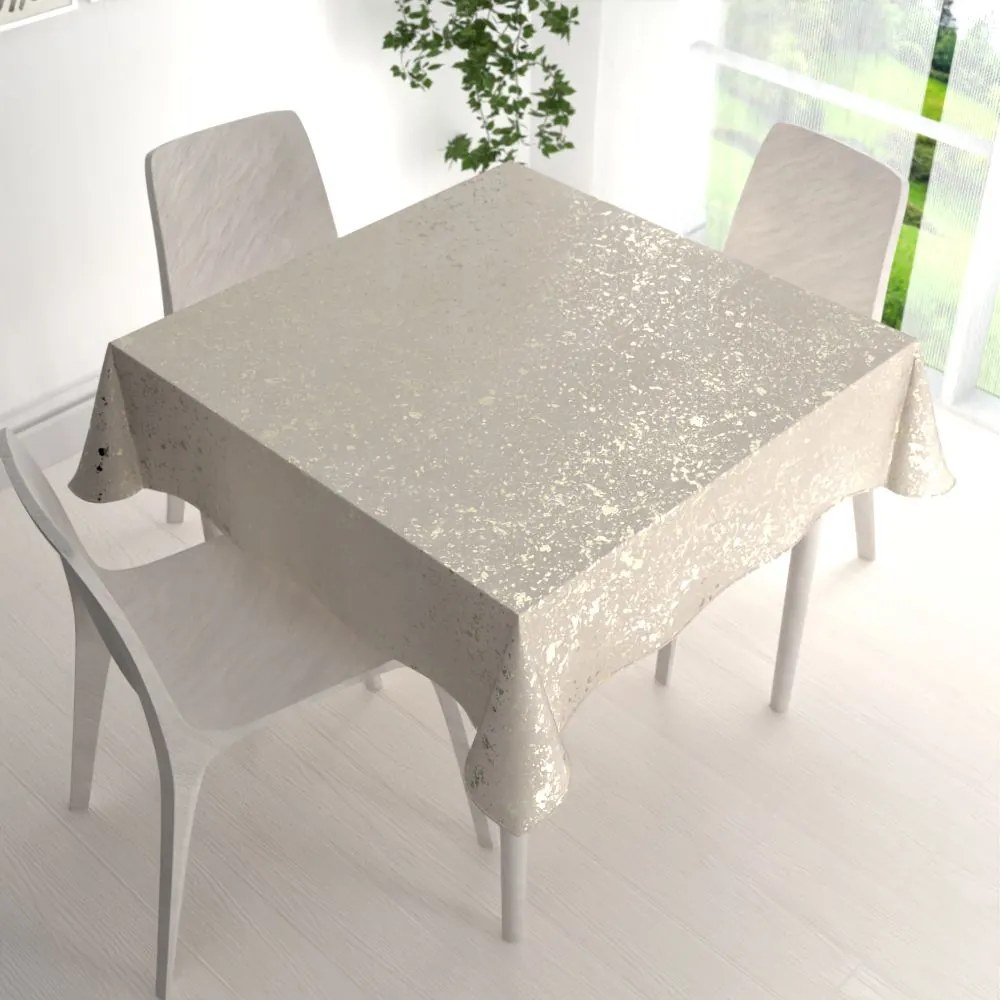 Biante Veľký zamatový štvorcový obrus Isabela IBL-001 Gold Design krémový 160x160 cm