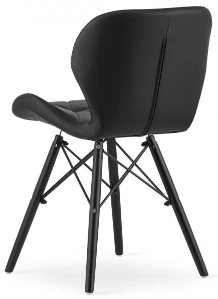Set štyroch jedálenských stoličiek LAGO ekokoža čierna (čierne nohy) 4ks