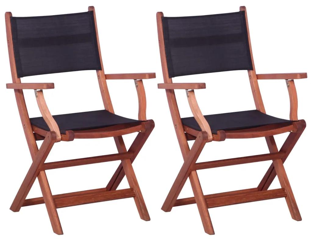 vidaXL Záhradné stoličky eukalyptové drevo a textilén 2 ks čierne