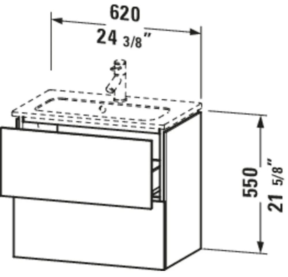 DURAVIT L-Cube závesná skrinka pod umývadlo Compact, 2 zásuvky, 620 x 391 x 550 mm, biela vysoký lesk, LC625602222