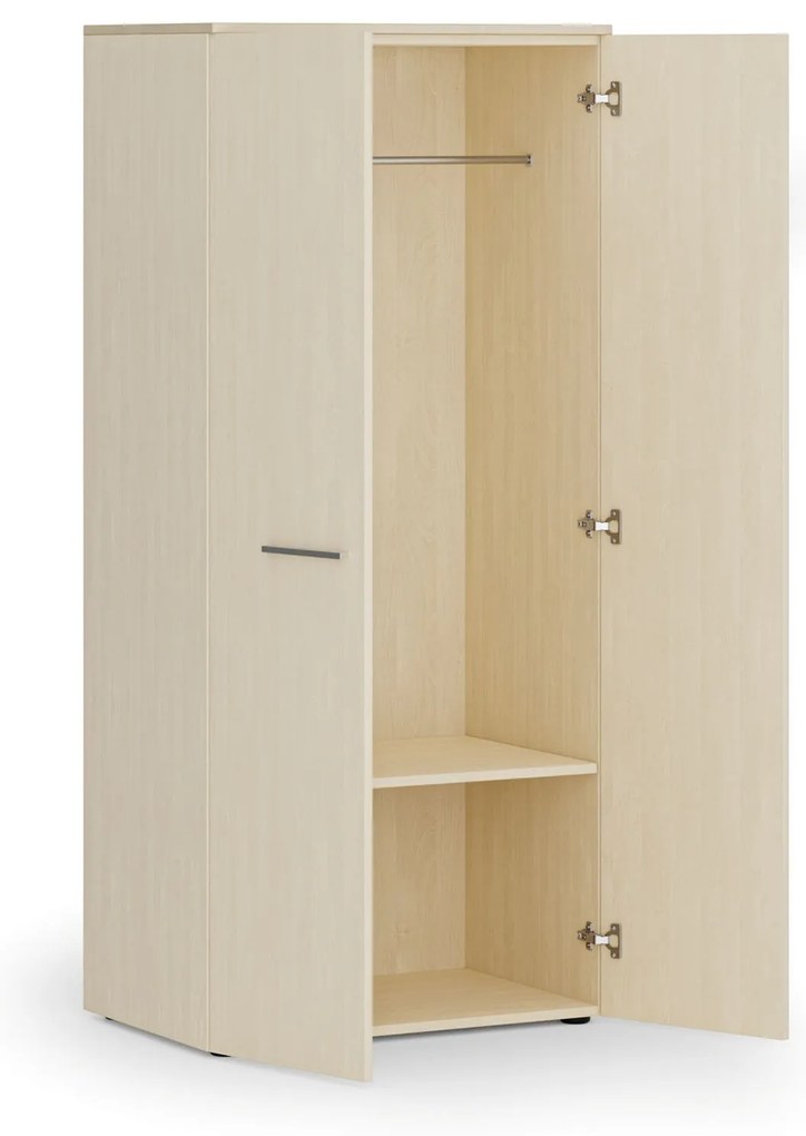 Kancelárska šatníková skriňa PRIMO WOOD, 1 polica, šatníková tyč, 800 x 500 x 1781 mm, breza