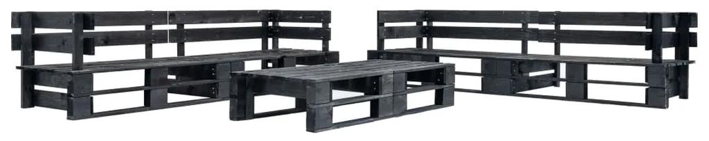 6-dielna záhradná sedacia súprava z paliet, čierna, drevo 277436