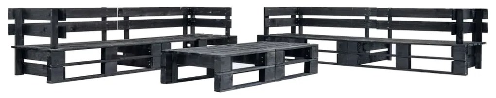 vidaXL 6-dielna záhradná paletová sedacia súprava čierna FSC drevo