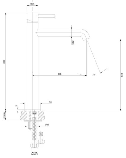 OMNIRES Y1212CR - Umývadlová batéria Y 30,8 cm lesklý chróm
