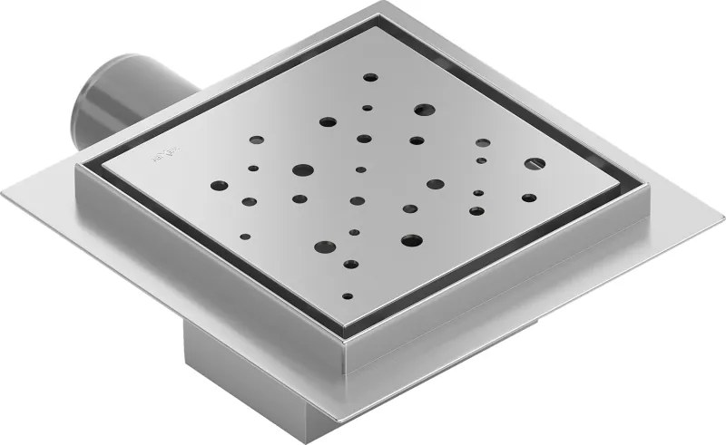 Mexen Flat-Q M12 štvorcová podlahová vpust 12 x 12 cm, brúsená oceľ - 1010412