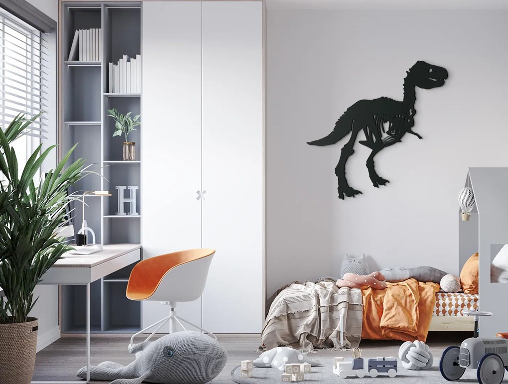 drevko Detská nálepka na stenu Kostra dinosaura Rozmer obrazu: 32 x 32,5 cm, Farba dekorácie: Čierna