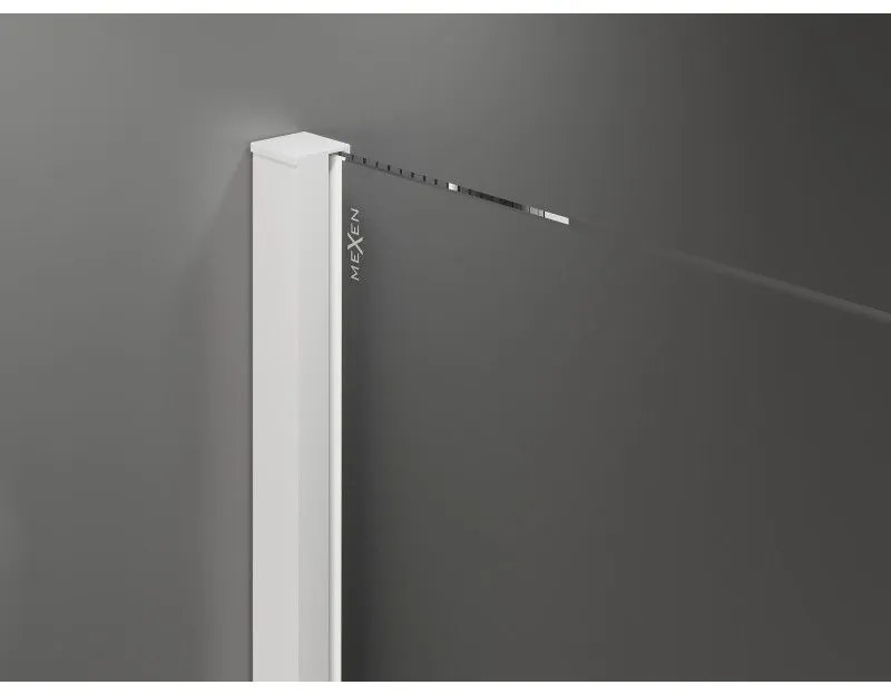 Mexen Velar, sprchový kút s posuvnými dverami 120(dvere) x 85(stena) cm, 8mm číre sklo, biela, 871-120-085-01-20