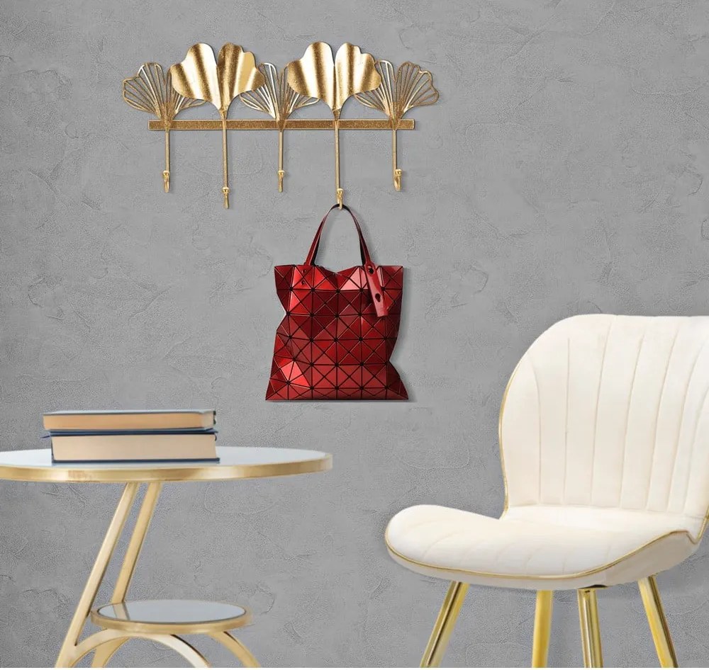 Kovový nástenný vešiak v zlatej farbe Leaves - Mauro Ferretti