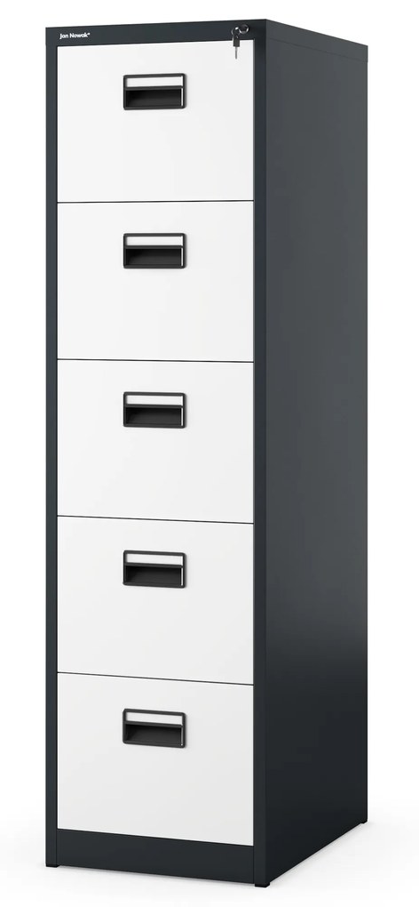 Kovová kartotéka, 5 zásuviek SARA V5, 460 x 1625.5 x 620 mm, antracitovo-biela