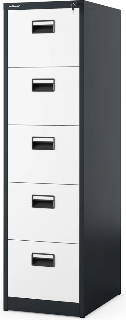 Kovová kartotéka, 5 zásuviek SARA V5, 460 x 1625.5 x 620 mm, antracitovo-biela