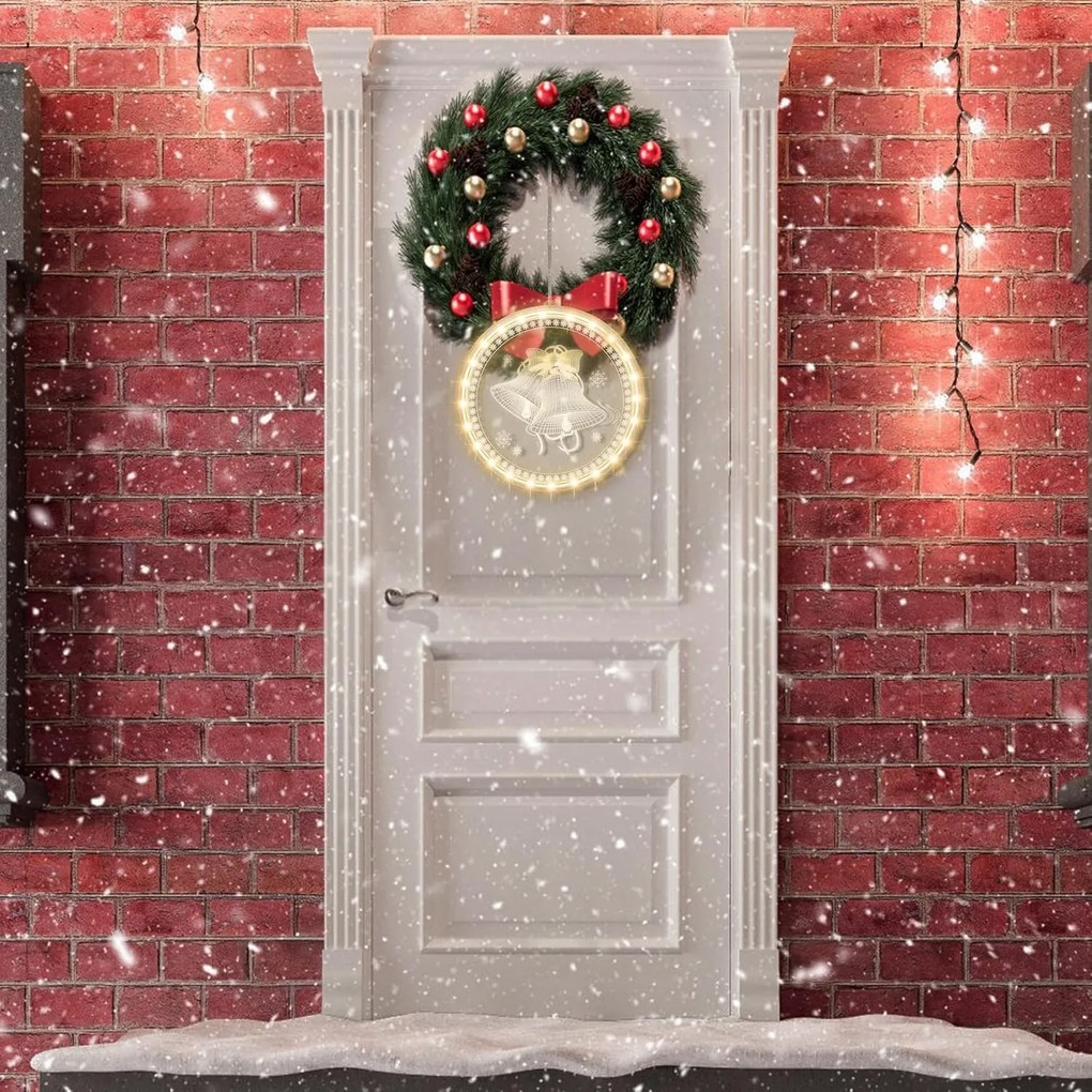 LED svetelná ozdoba na okno JINGLE BELLS II kruhová biela
