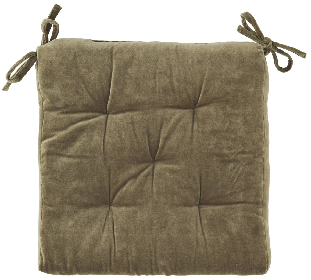 MADAM STOLTZ Zamatový sedák Dusty Green 45 × 45 cm