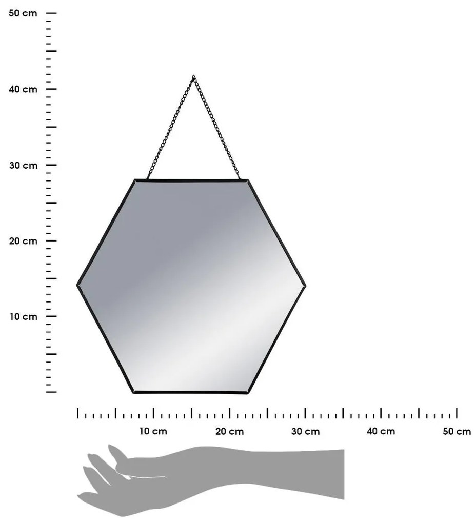 Závesné zrkadlo Hexagon, čierne, sada 3ks