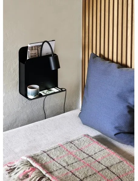 Nordlux - Nástenné svietidlo s poličkou a USB ROOMI 1xGU10/8W/230V čierna
