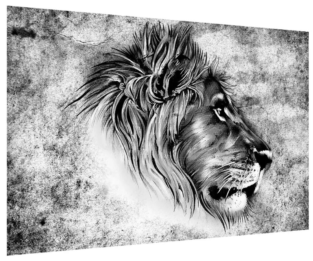 Čiernobiely obraz leva (90x60 cm)