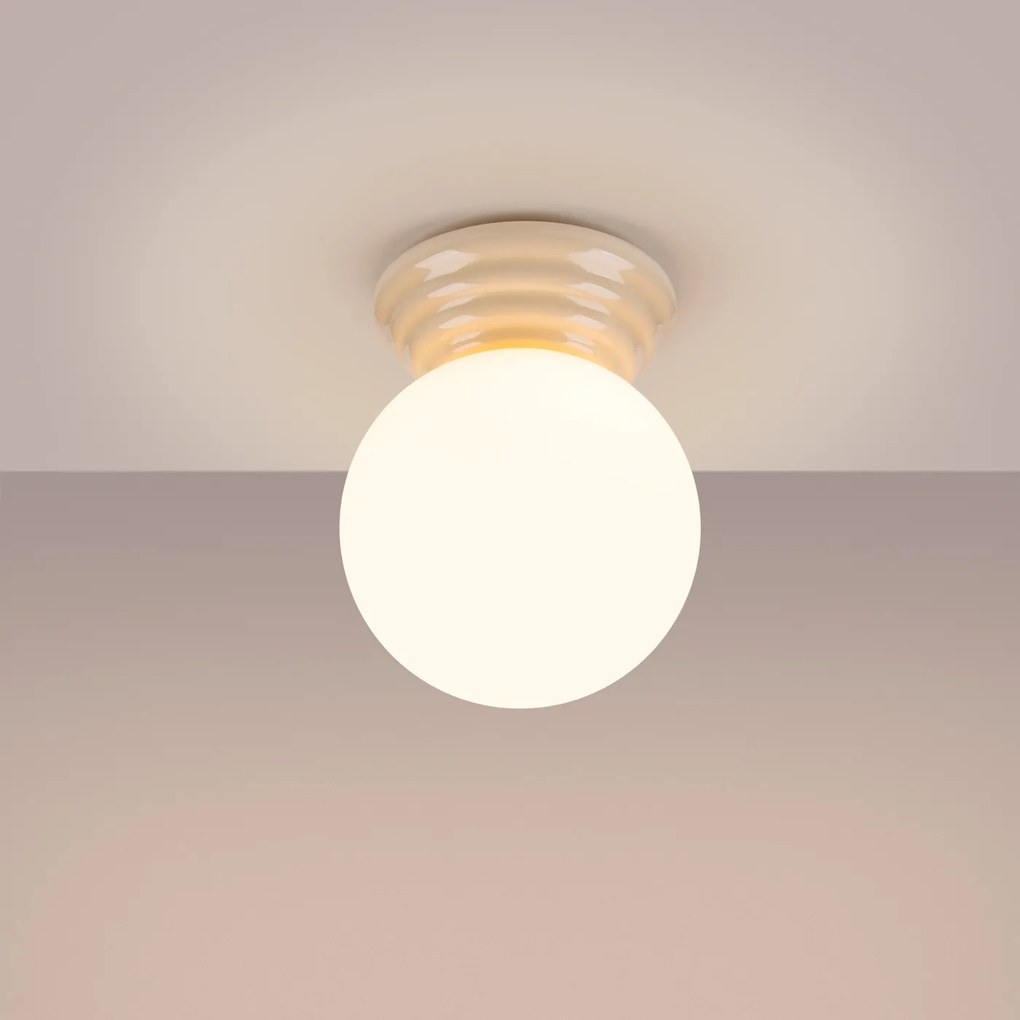 Stropné svietidlo Zori, 1x biele sklenené tienidlo, be