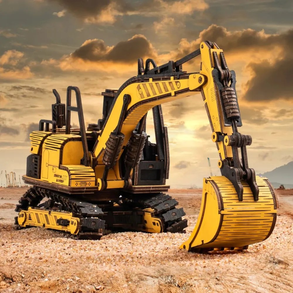 Robotime Rokr 3D dřevěné puzzle Bagr 395 ks