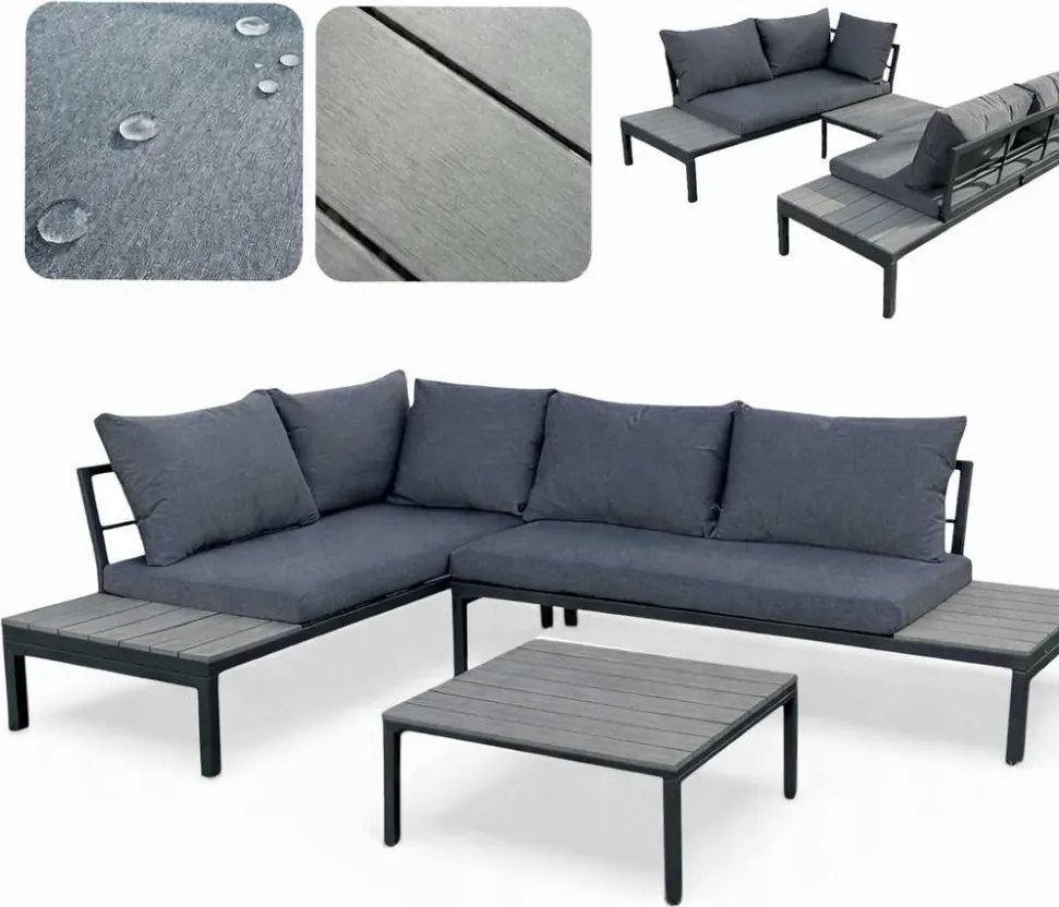 Záhradný rohový set - sivý