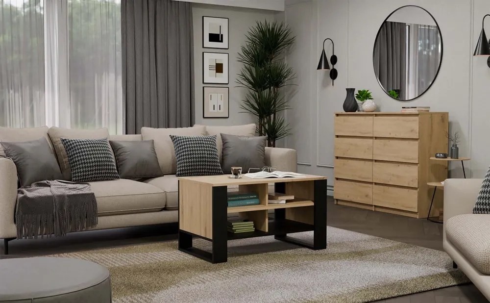 Konferenčný stolík LAWA Modern 4P Slim dub artisan/čierny