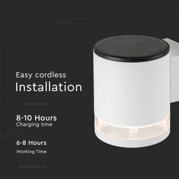 LED vonkajšie solárne nástenné svietidlo LED/1W/3,7V 3000K IP54 1200 mAh biela