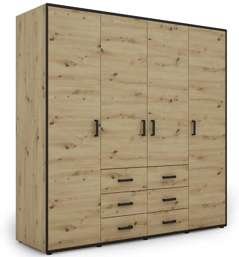 Skriňa Capannoli 6s 4d dub artisan/čierna