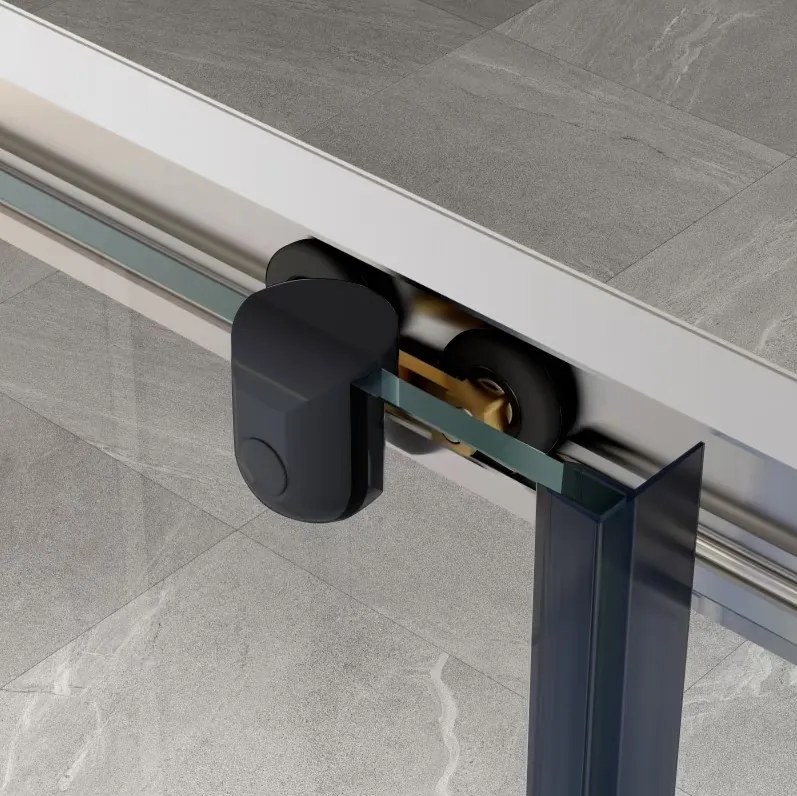 Erga Tucson, sprchový kút s posuvnými dverami 110(dvere) x 120(dvere) x 190 cm, 6mm číre sklo, čierny profil, ERG-S02-TUCSON-D110D120-CL-BK