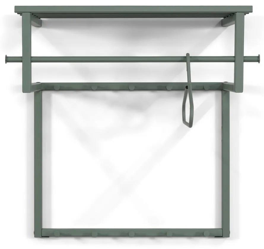 Sivozelený kovový nástenný vešiak s poličkou 76 cm Rizzoli – Spinder Design
