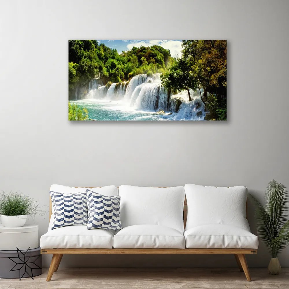 Obraz Canvas Vodopád príroda les 140x70 cm
