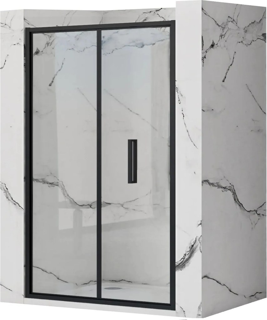Zalamovacie sprchové dvere REA RAPID FOLD 90 cm pre inštaláciu do niky, čierne/transparent - bez vaničky