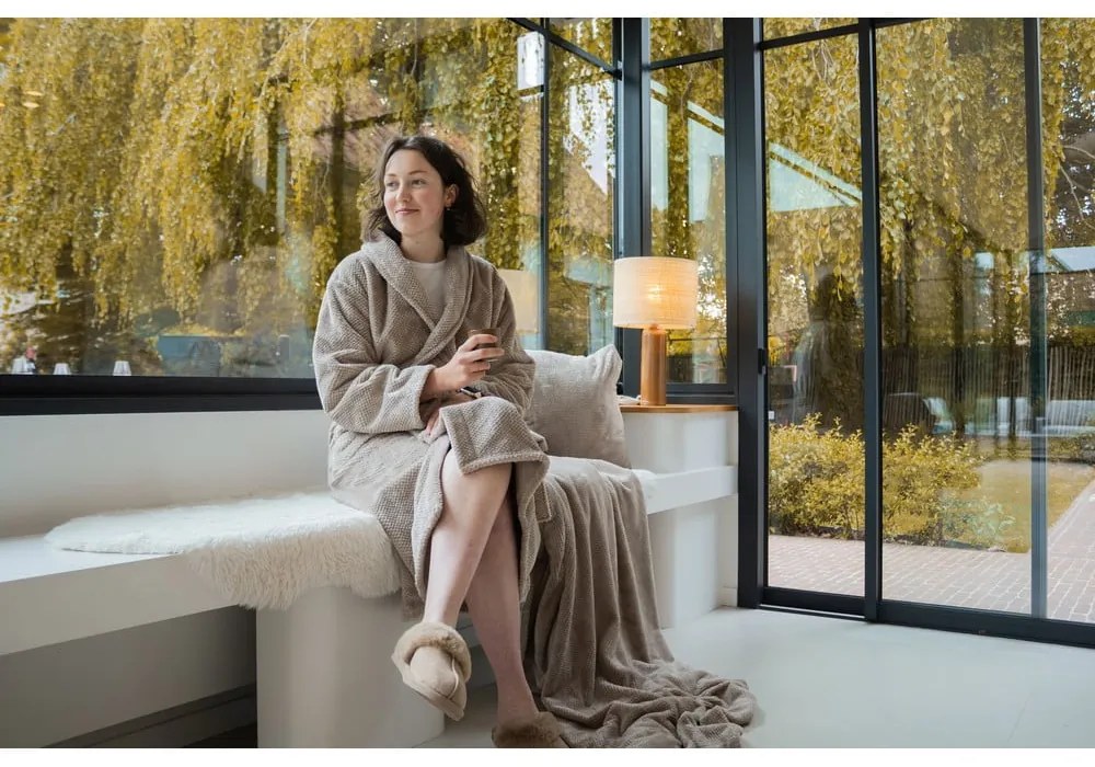 Taupe župan z mikroplyšu veľkosť S/M Pippa – Tiseco Home Studio