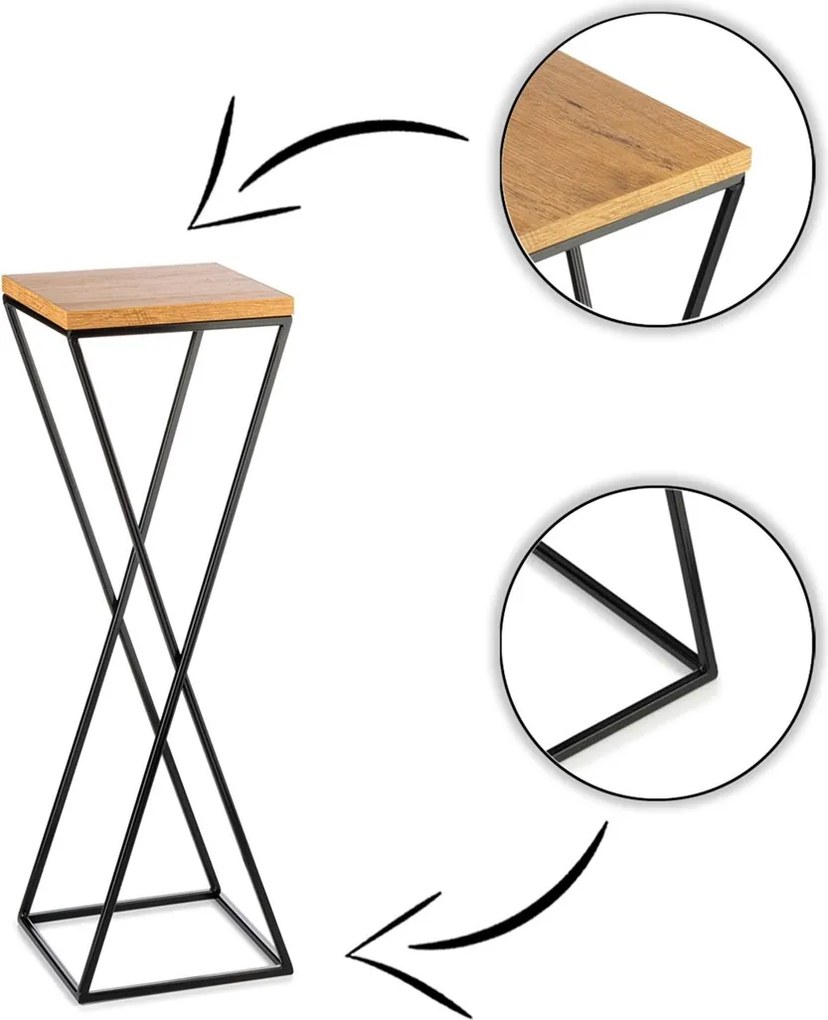 STOJAN NA KVETINÁČ LOFT6 70X24X24 CM ČIERNA/HNEDÁ