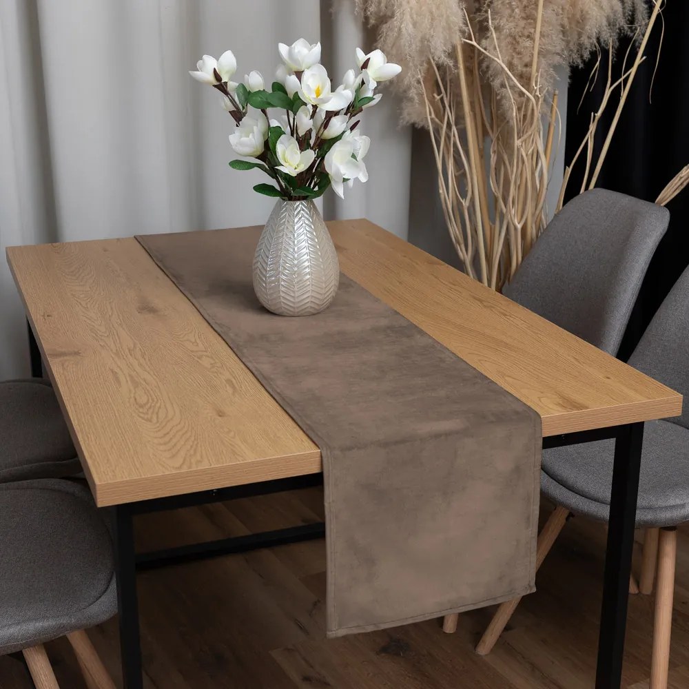 Biante Zamatový behúň na stôl Velvet Prémium SVP-005 Svetlo hnedý 35x180 cm